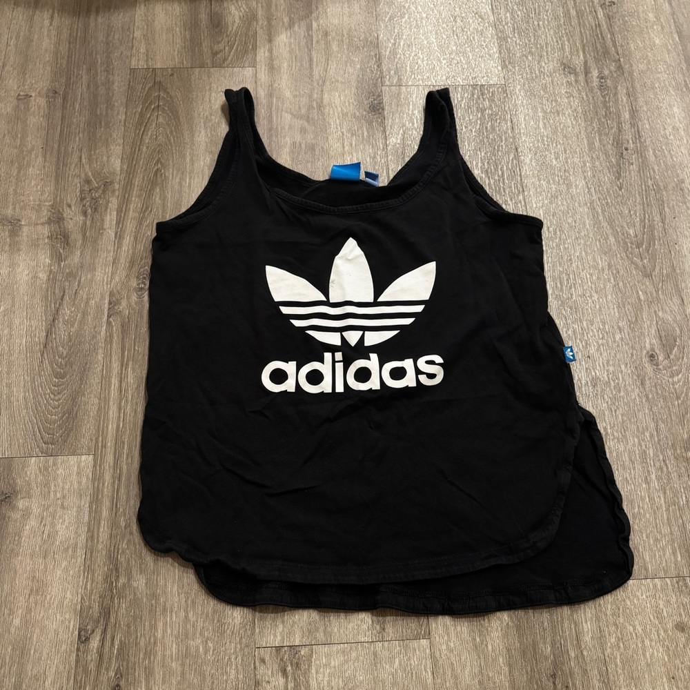 Adidas Black and White Logo Tank size medium